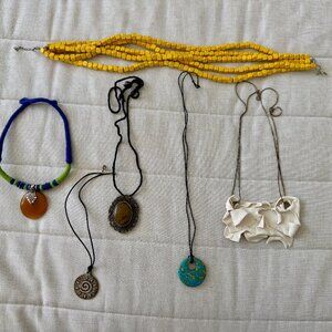 Multiple neckpieces from India, Mexico, and the USA, $10 each or $45 for all